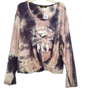 Boho Wild Tie Dye Long Sleeve Tee NWT 1X